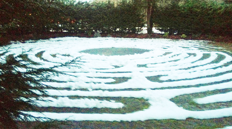Winter Labyrinth with snow