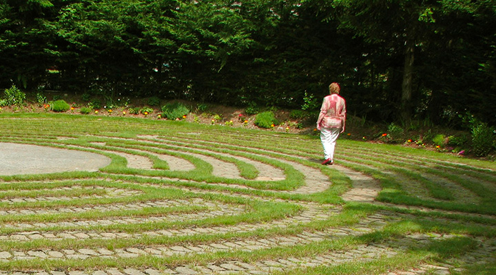 Woman Walking Labyrinth